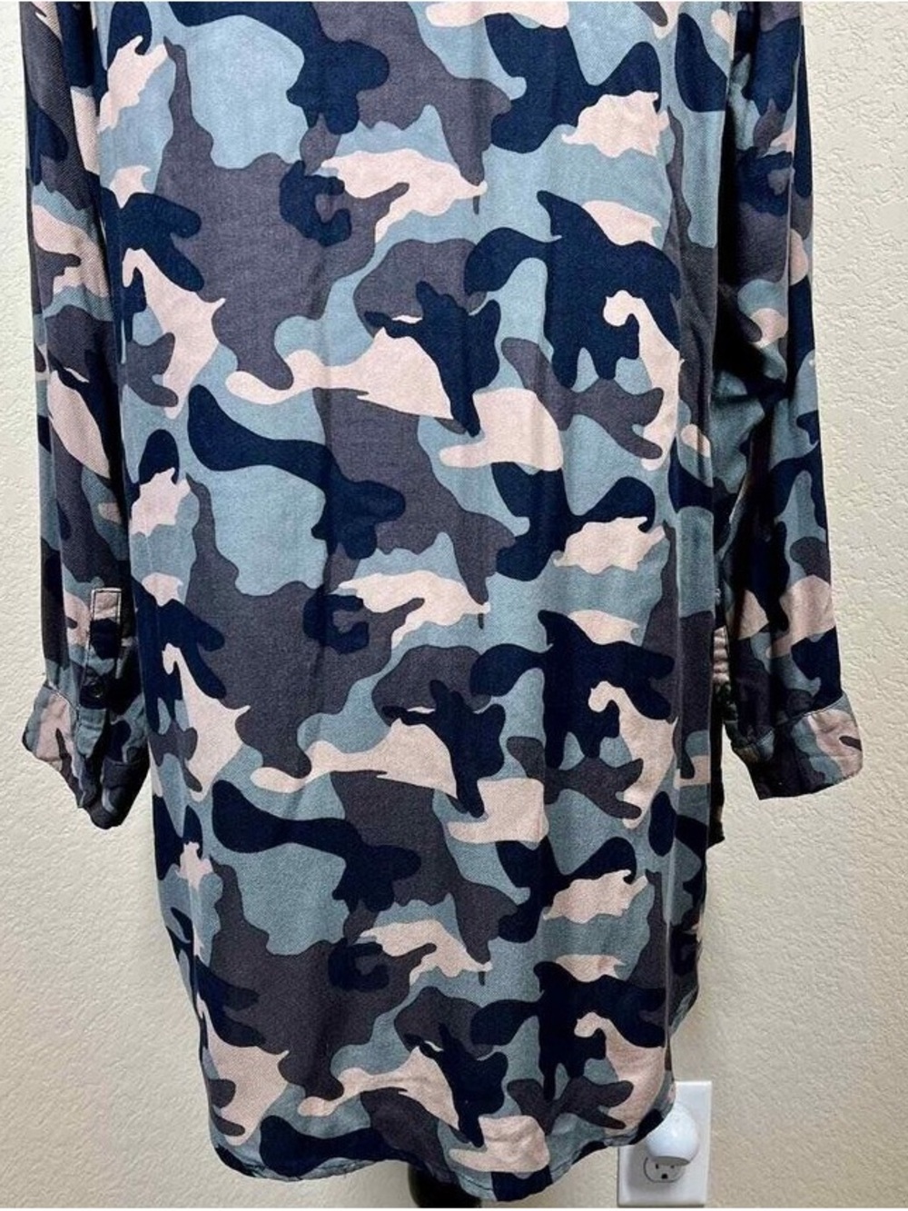 H&M Long Sleeve Blue Camo Shirt